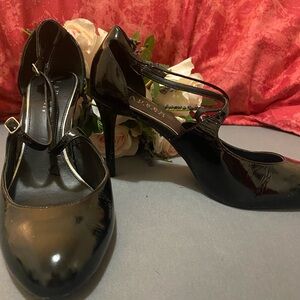 Glossy Black Mary Jane High Heels